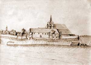 Die Burg von Szécsény. Zeichnung von Gerhardt Graas, 1666